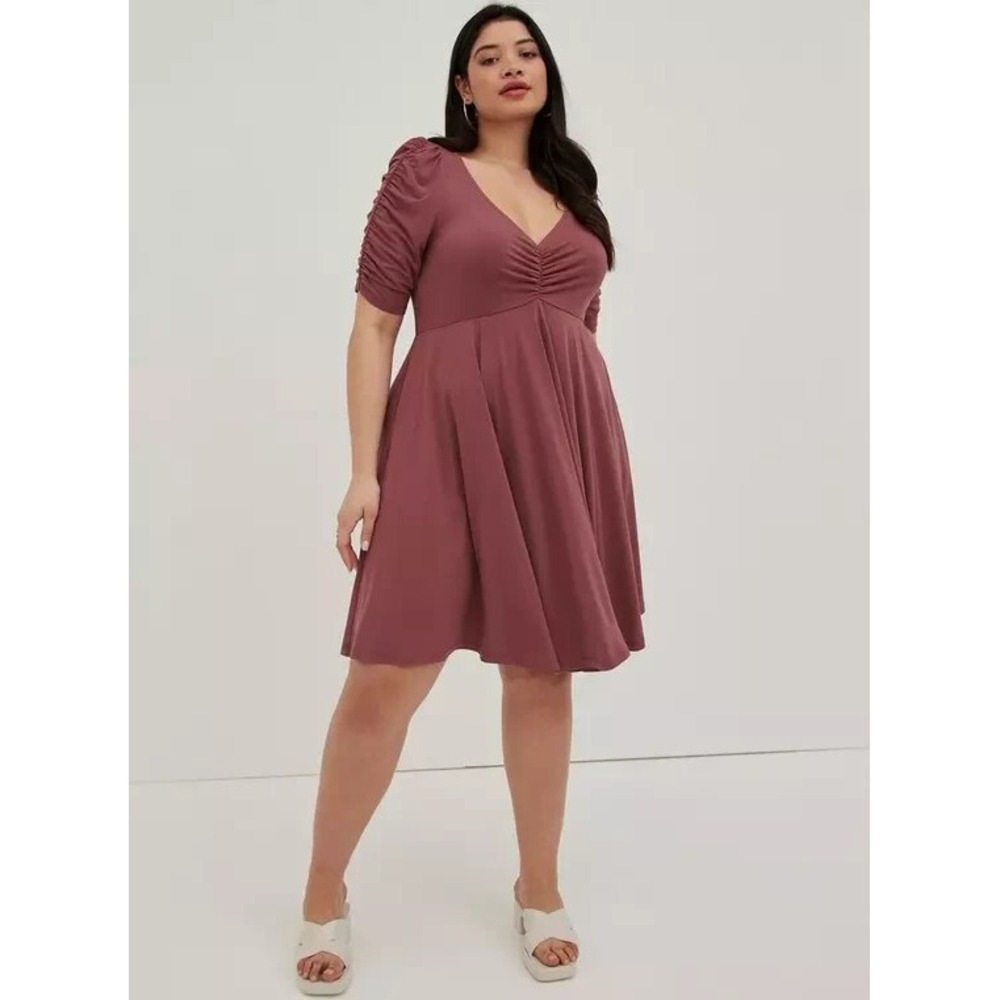 Torrid Womens Dusty Pink Cinched Sleeve Skater Cottagecore Y2K Dress Plus US 5X